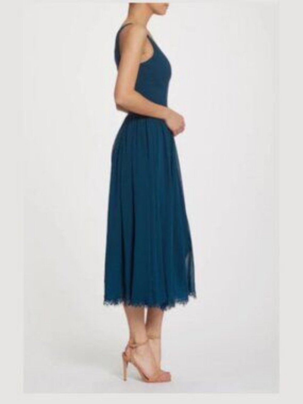 Dress the Population Alicia Fit & Flare Dress in Peacock Blue, size M - Picture 3 of 12
